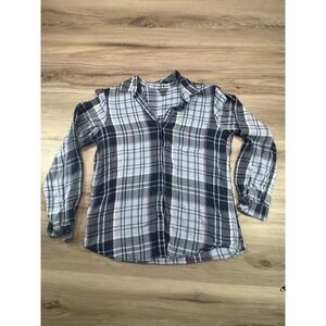 Eddie Bauer Women's Small Plaid Flannel‎ Button Down Shirt Cabincore Grunge Cozy